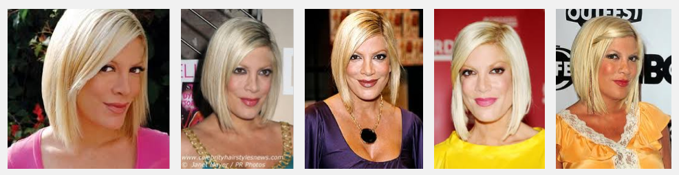 Tori Spelling Wearing Cashmere Hair