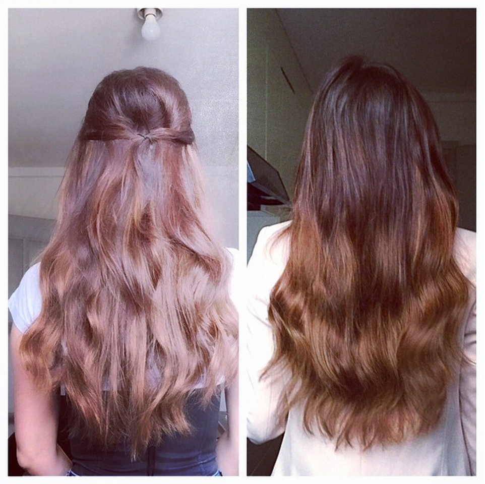 Before & After with 16" Starlet Brunette